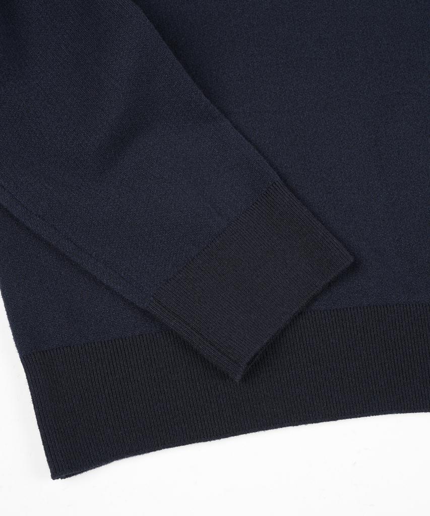 BIRBANTE Soft Washable Two-Tone Round Knit - Dark Navy