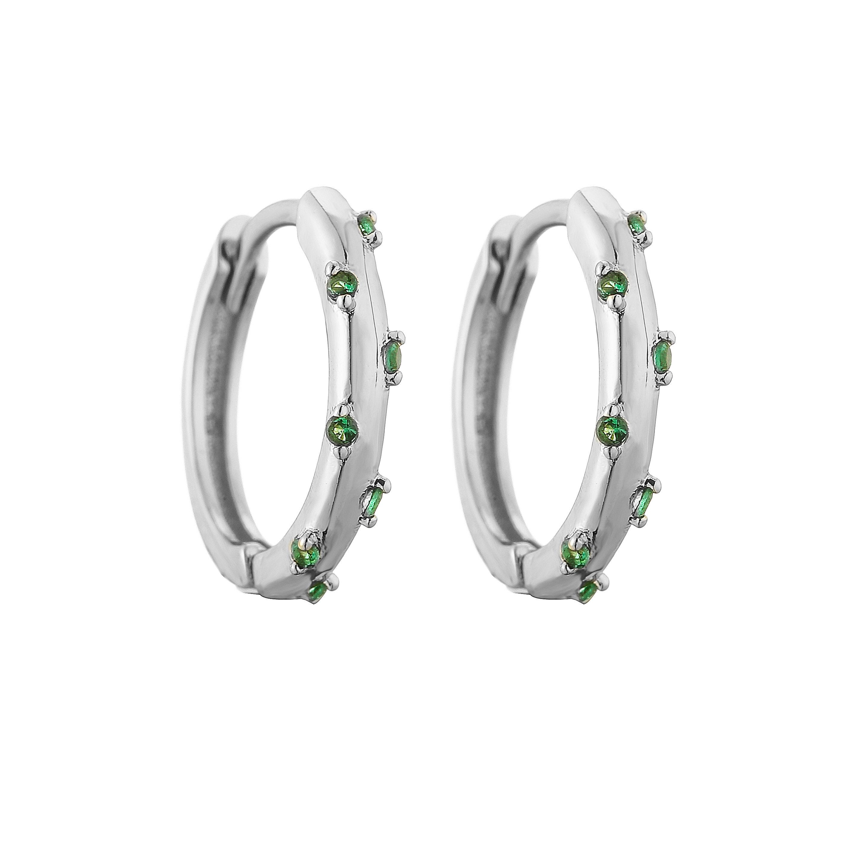 

HECHENG,Women Fashion High Quality Zircon Single Row Full CZ Super Flash Zircon Earrings Wedding Zircon Gifts зелений/мідний