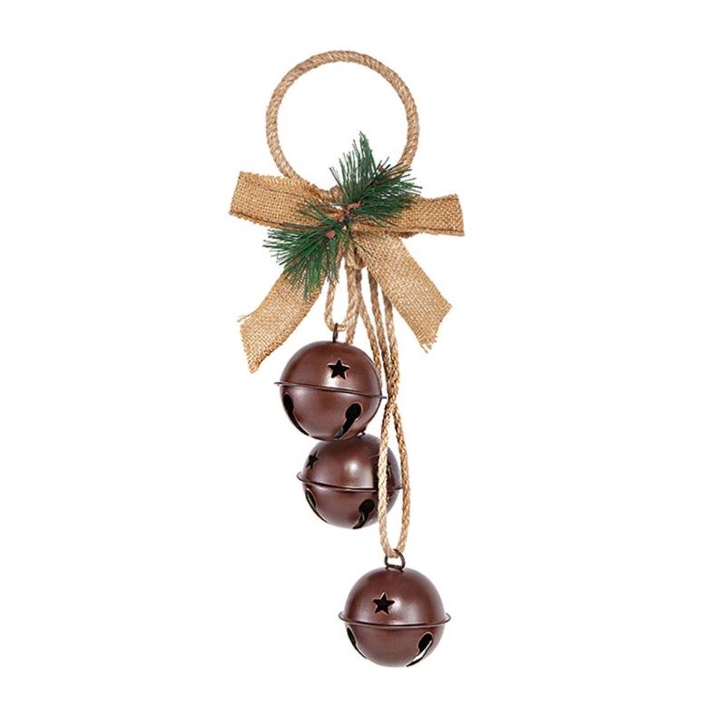 

Chic Rustic Style Vintage Christmas Decorations Metal JingleBells on Rope for Wall Hanging Decorations