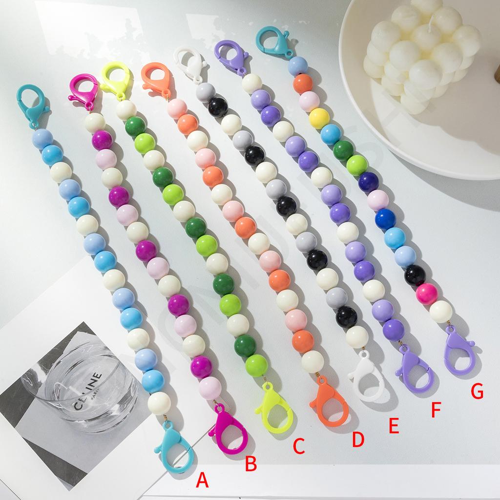 Acrylic candy color mobile phone chain DIY mobile phone case jewelry accessories handmade beaded anti-lost chain