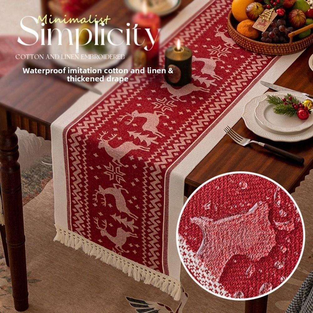 Thickened Table Cover Red Elks Tablecloth Creative Christmas Table Runner  Kitchen Decoration