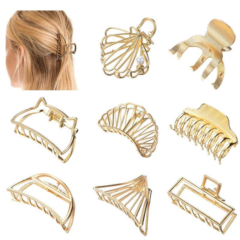 Fashionable Gold Metal Hair Claw Clips Chic Headwear For Daily And Special Events