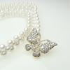 New Double Row Flying Butterfly Pearl Waist Chain Elastic Belt Ladies Dress Decor Flexible Adorn Elegant Glitter Stylish