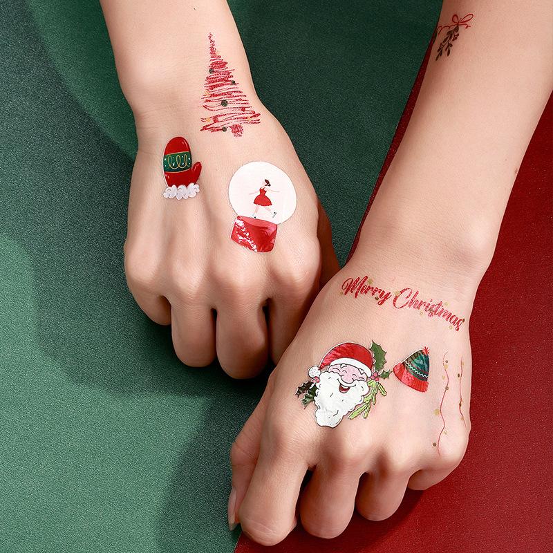 Cartoon Tattoo Sticker Waterproof Christmas Luminous Tattoo Sticker Cute Temporary Tattoo