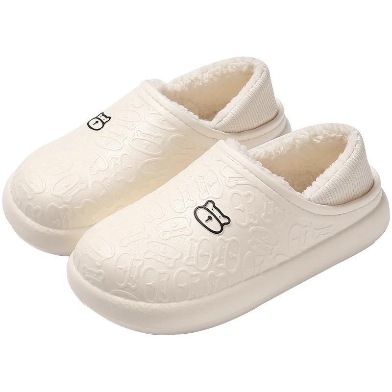Autumn and Winter Cotton Slippers Women's Bag Heel Waterproof Bag Head Warm Plush Confinement Shoes Men's Outer Wear Supermarket