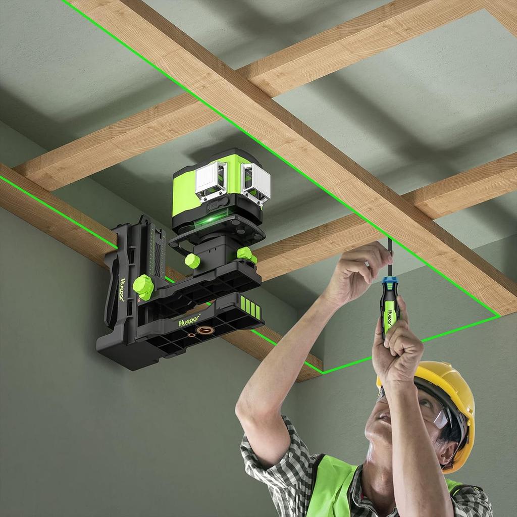 Huepar Fine-tuning Bracket Laser Level Mount, Multifunctional Magnetic Pivoting Base with Adjustable Spring Clip, 360° Rotation-alternative to a