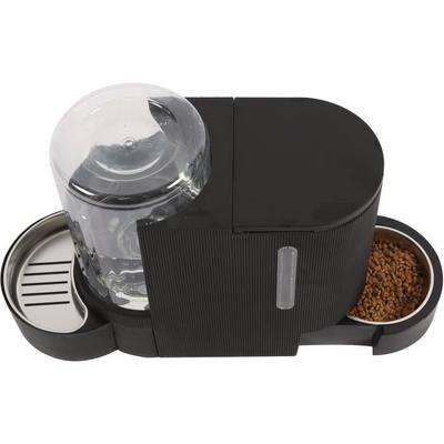 Foder- och vattendispenser M.PETS DUPLO 1,3kg/3L - 40x16.2x29.1 cm - Svart