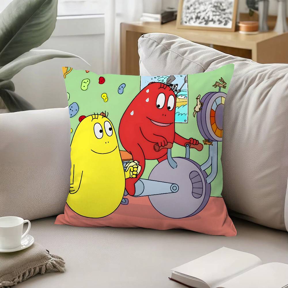 B-BarbapapaS-Cartoon Pillow Case Pattern Printed Pillowcase For Living Room Sofa Cushion Cover & Bedroom Decor