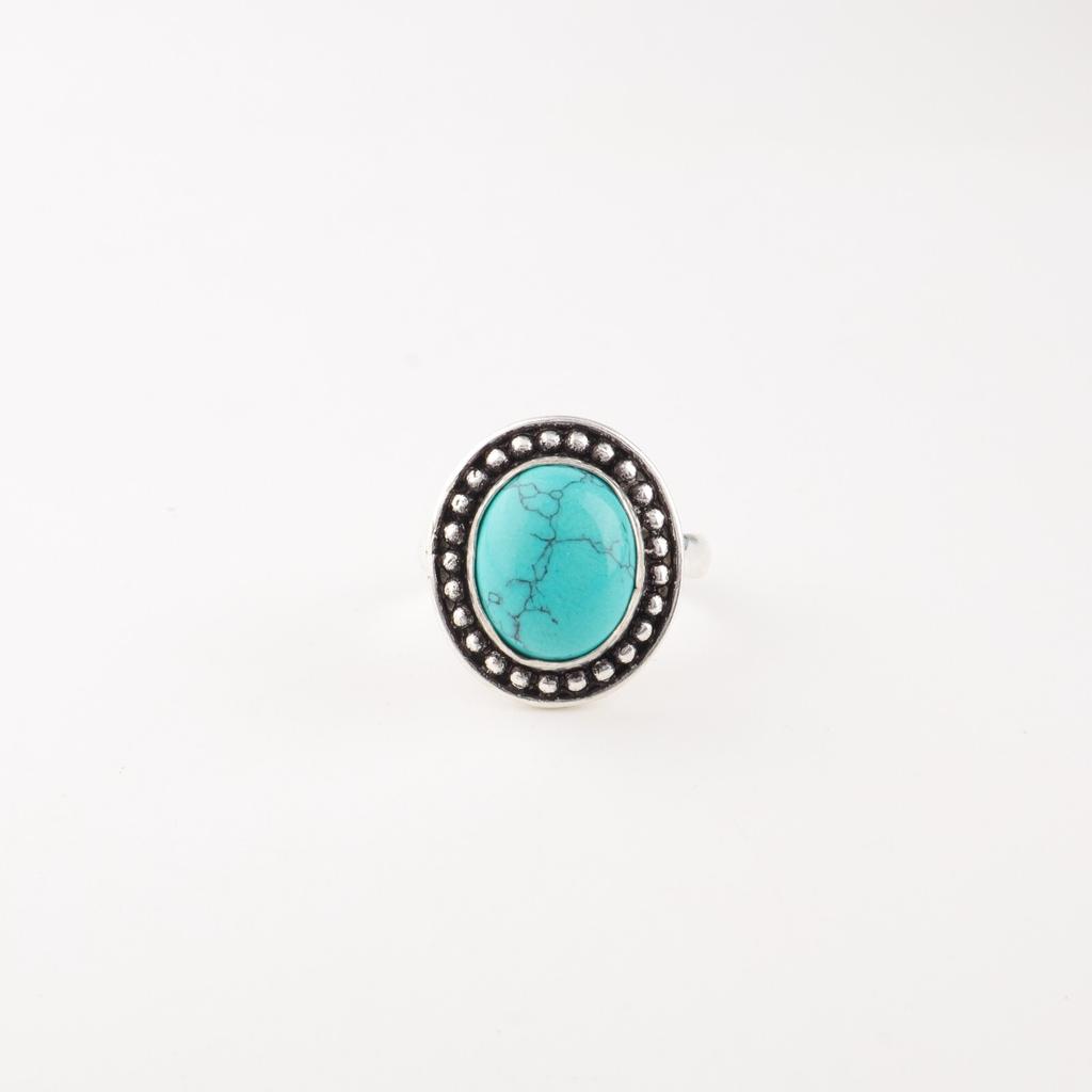 Blue Turquoise Gemstone 925 Sterling Silver Handmade Fashionable Ring For Women RR-62-38