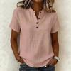 T-shirt/Blusa Casual da Donna a Maniche Corte con Scollo a V, Abbottonatura Frontale, Traspirante, Vestibilità Rilassata, Larga per l'Uso Quotidiano