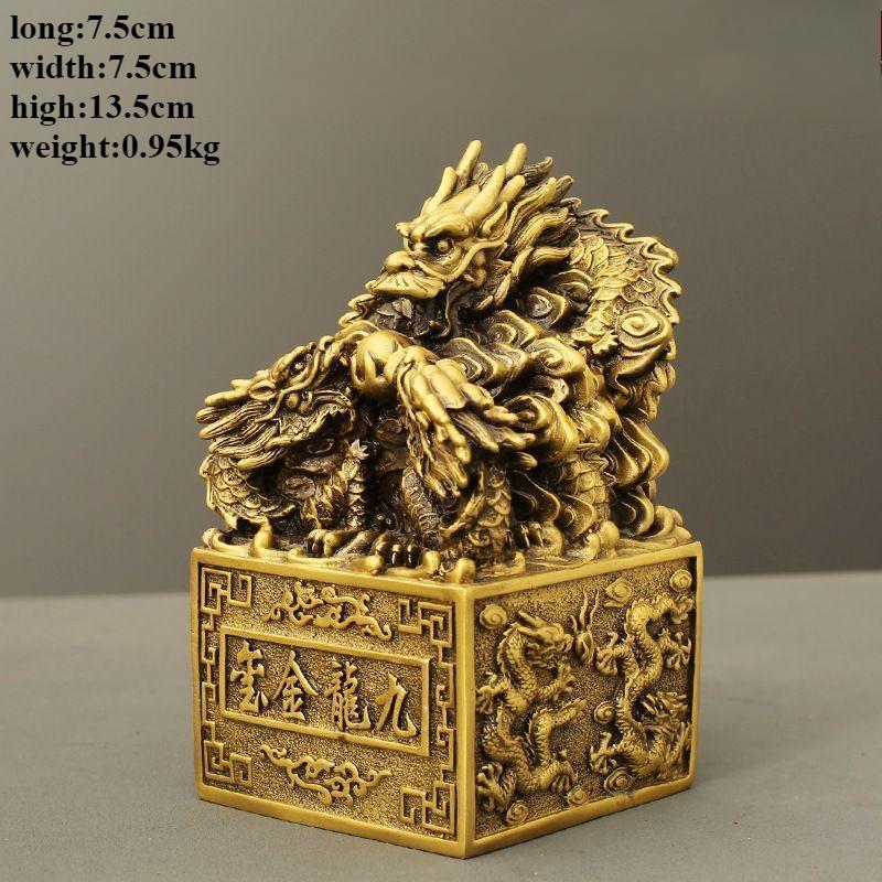 

Feng Shui Copper Nine Dragons Gold Seal Seal Ornament Brass Dragon Seal Decoration