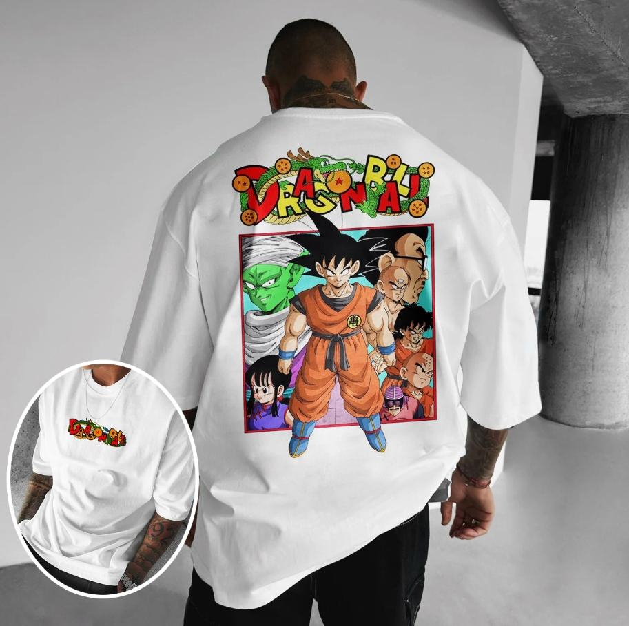 2025 Japanese Retro Dragon Ball Super Saiyan Cartoon Animation Printing Short Sleeve Personalized Loose Design T-shirt