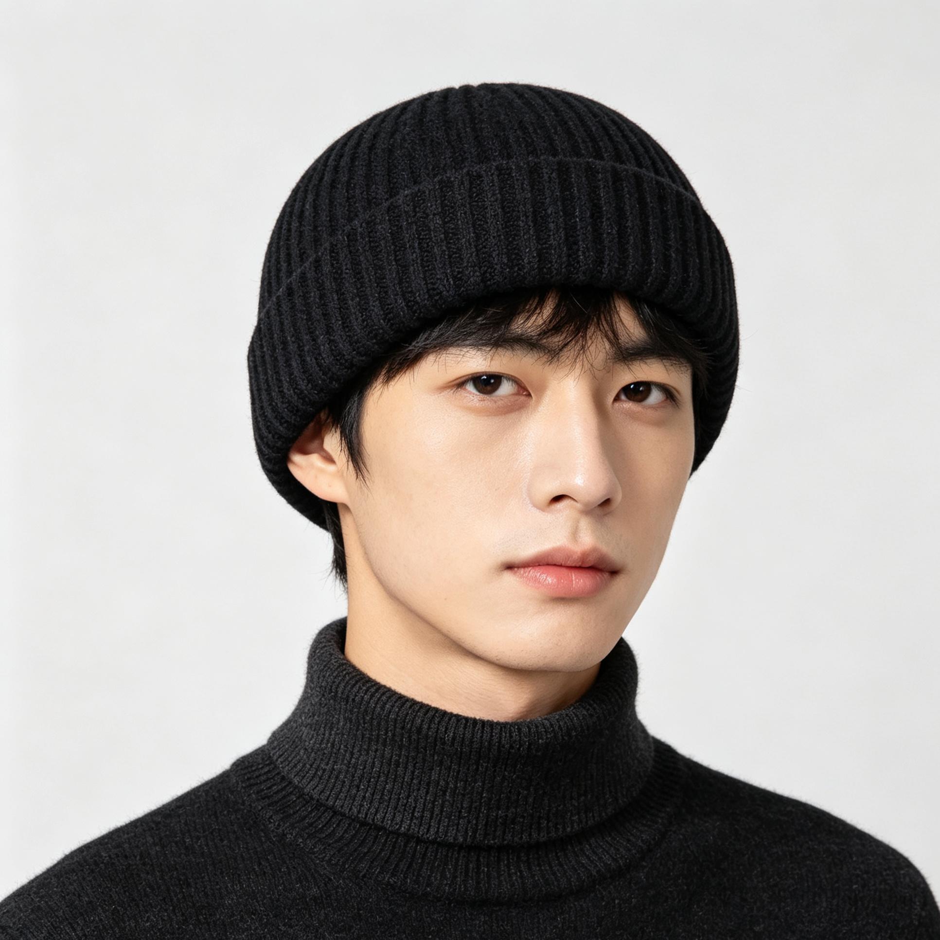 Knitted Beanie Hat For Unisex Adult Men Couple Cap No Brim ONESIZE чёрный