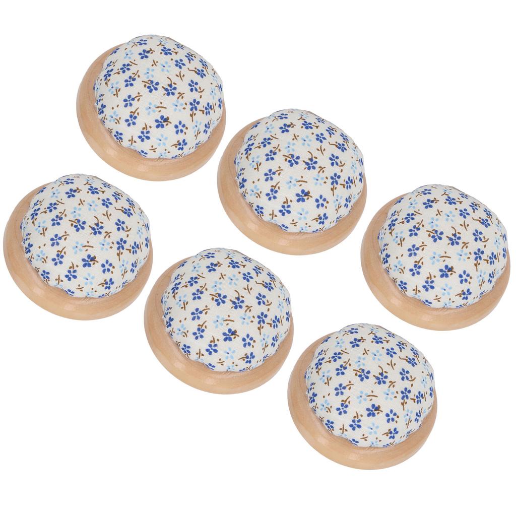 6 Pezzi Cuscino per Spilli da Cucito Base Rotonda in Legno Carino Stile Floreale Attira l'Occhio Cuscino per Spilli per