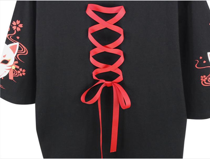 SCIONE Damenbekleidung Anime Printed Cross Ribbon Herren T-Shirt Harajuku Frühling Baumwolltop Hoodies