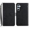 Applicable To Samsung S24 Butterfly Embossed Mobile Phone Leather Case A15 Card Holder Solid Color Lanyard Protective Case A05S Hand Rope