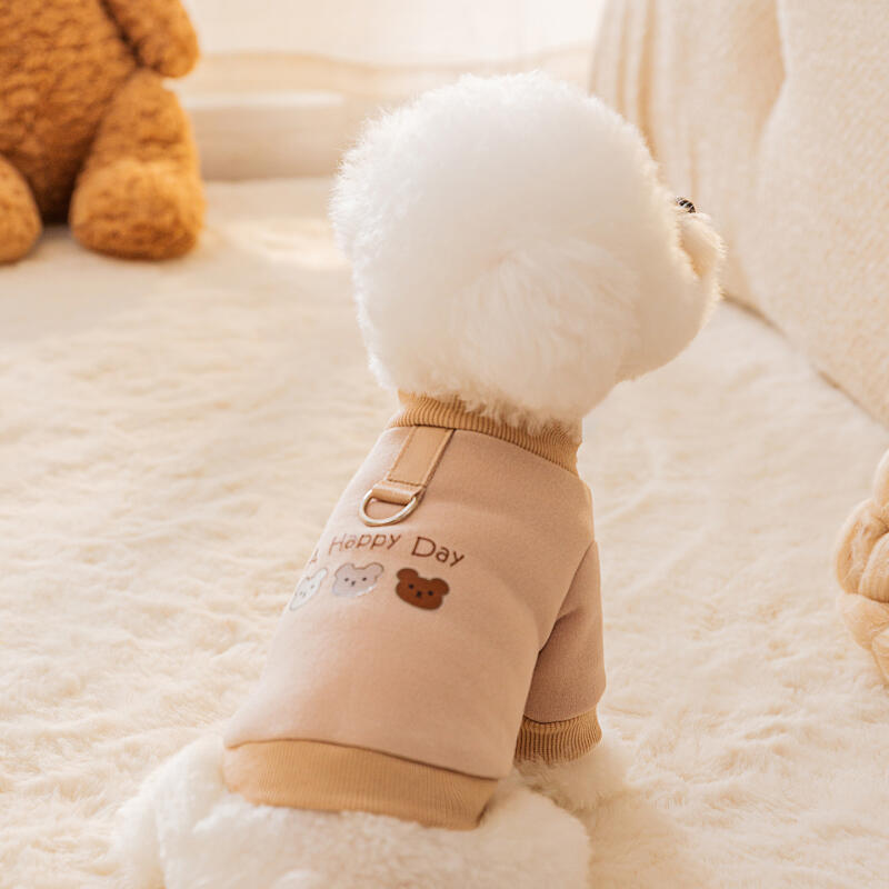 Pet Fleece Sweater Bear Pattern Outfit Small Dog Plush Clothing Thermal Lightweight Winter Wear Puppy Apparel Soft Warm Coat