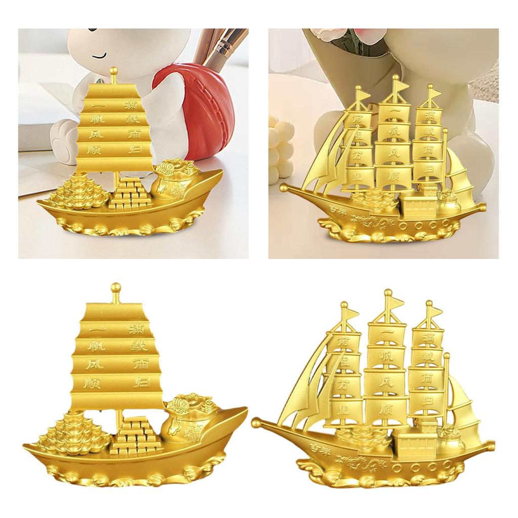 Sailing Boat Decor Sailing Ship Model Art Sculpture Figurine Feng Shui Decor for