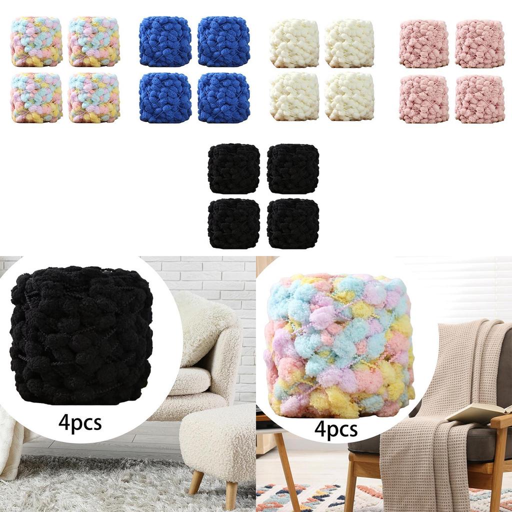4 Balls Comfortable Weaving Arm Knitting Soft Pompom Chunky Yarn Giant Yarn for Throw Pillow Cushion Rug Making Scarf Pet Bed