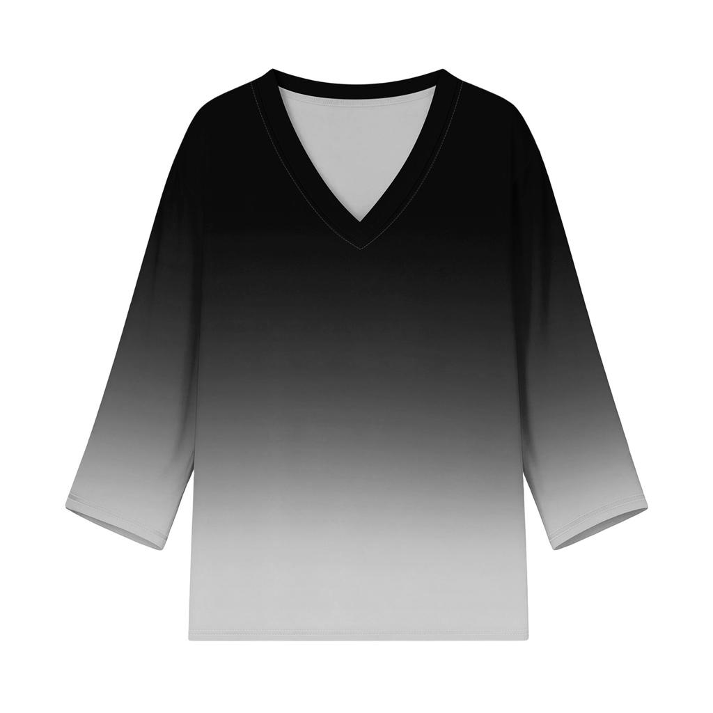 Long Sleeve Shirts for Women V Neck Gradient Womens Long Sleeve Tops Casual Long Sleeve T Shirt Women Comfortable Long Sleeve Going Out Tops for Women
