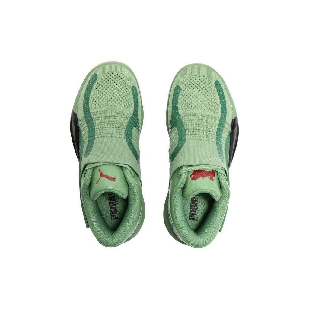 Puma Rise Nitro Sports Round Toe Lace-Up Non-Slip Wear-Resistant Mid-Top Basketball Shoes Men Sneaker Cyan 377434-01