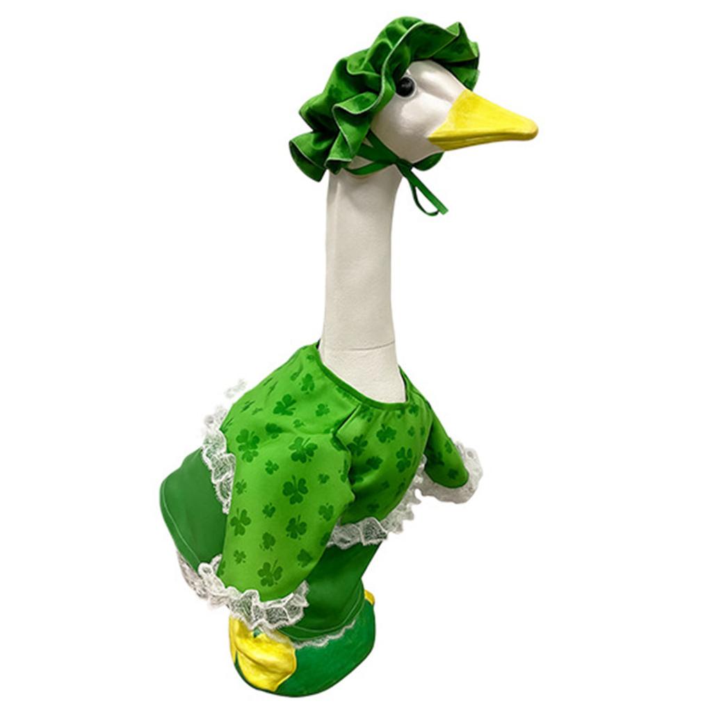 St Patricks Day Plastic Geese Statue Outfit Reusable Multi-Purpose Lawn Statue Costume for Holiday Decorations / Themed Outfits
