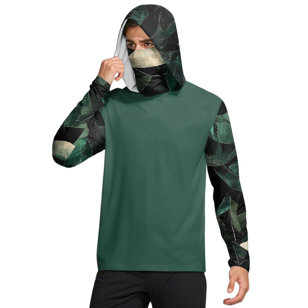 Men's Shirt With Mask Lightweight Long Sleeve Hooded Hiking Fishing Performance