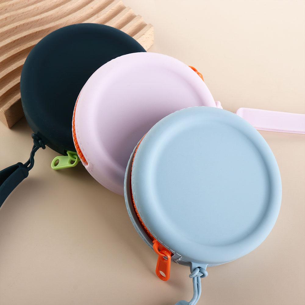 Mini Round Silicone Coin Purse INS Data Cable Storage Bag Lipstick Cosmetic Bag  Gift