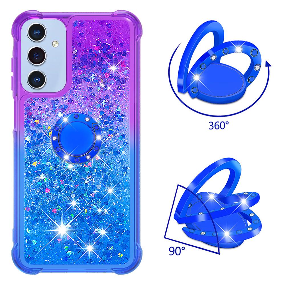

For Samsung Galaxy A15 5G TPU Case with Kickstand Gradiant Quicksand Shockproof Cover Purple+Sky Blue