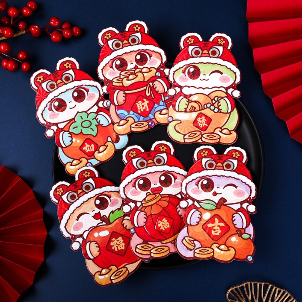6pcs Traditional 2025 Snake Year Red Envelopes Laser Good Lucky Red Packets  Wedding Birthday