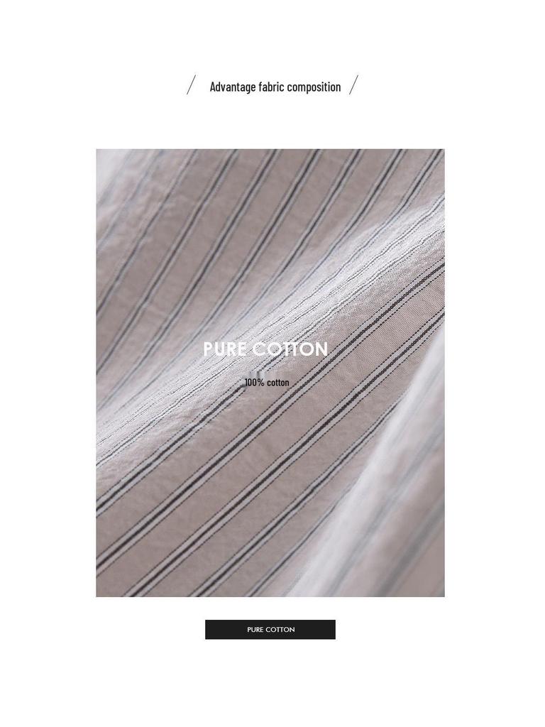 Women's Pure Cotton Striped Shirt with Ribbon Design - Slimming, Loose-Fit, Casual Spring Top