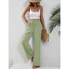 Women's Casual French Comfortable Straight Leg Wide Leg Pants with Pockets for Women
