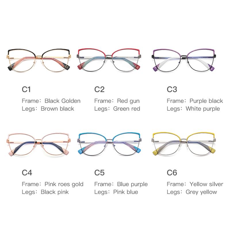 Vision Correction Glasses For Myopia Women 0 To -6 0 Metal Cat Eye Anti Blue Light Trendy Transparent Computer Glasses