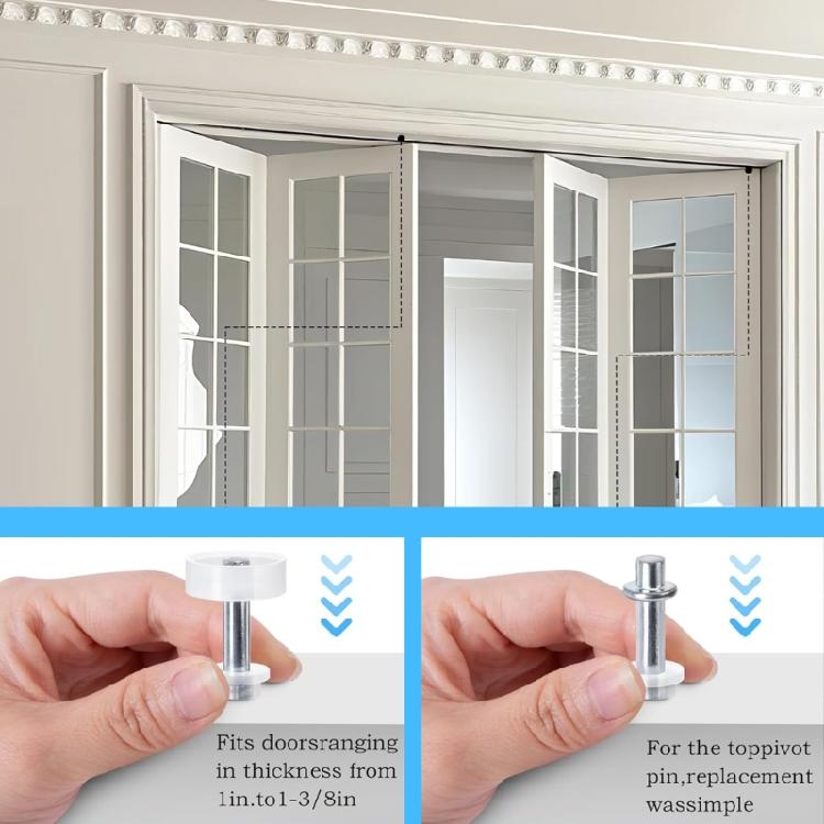 8Pcs Pivots Hinge Top Guide Wheel Spring Loaded Bifold Door Hardware Bifold Closet Door Repair Kits Rust Resistant
