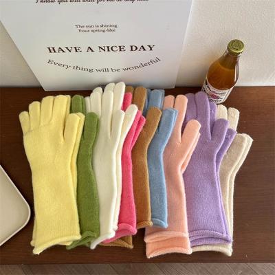 Autumn and Winter Gloves for Women Cold Protection Breathable and Comfortable Solid Color Versatile Outdoor Cycling Finger Exposed Gloves