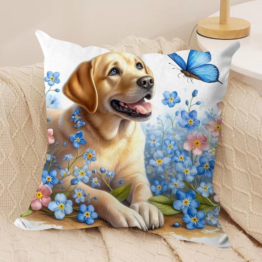 watercolor Pet Dog Cushion Cover Soft Plush Fabric DoubleSided Printed Cushion Covers for All Seasons Modern HomeDecor Gift