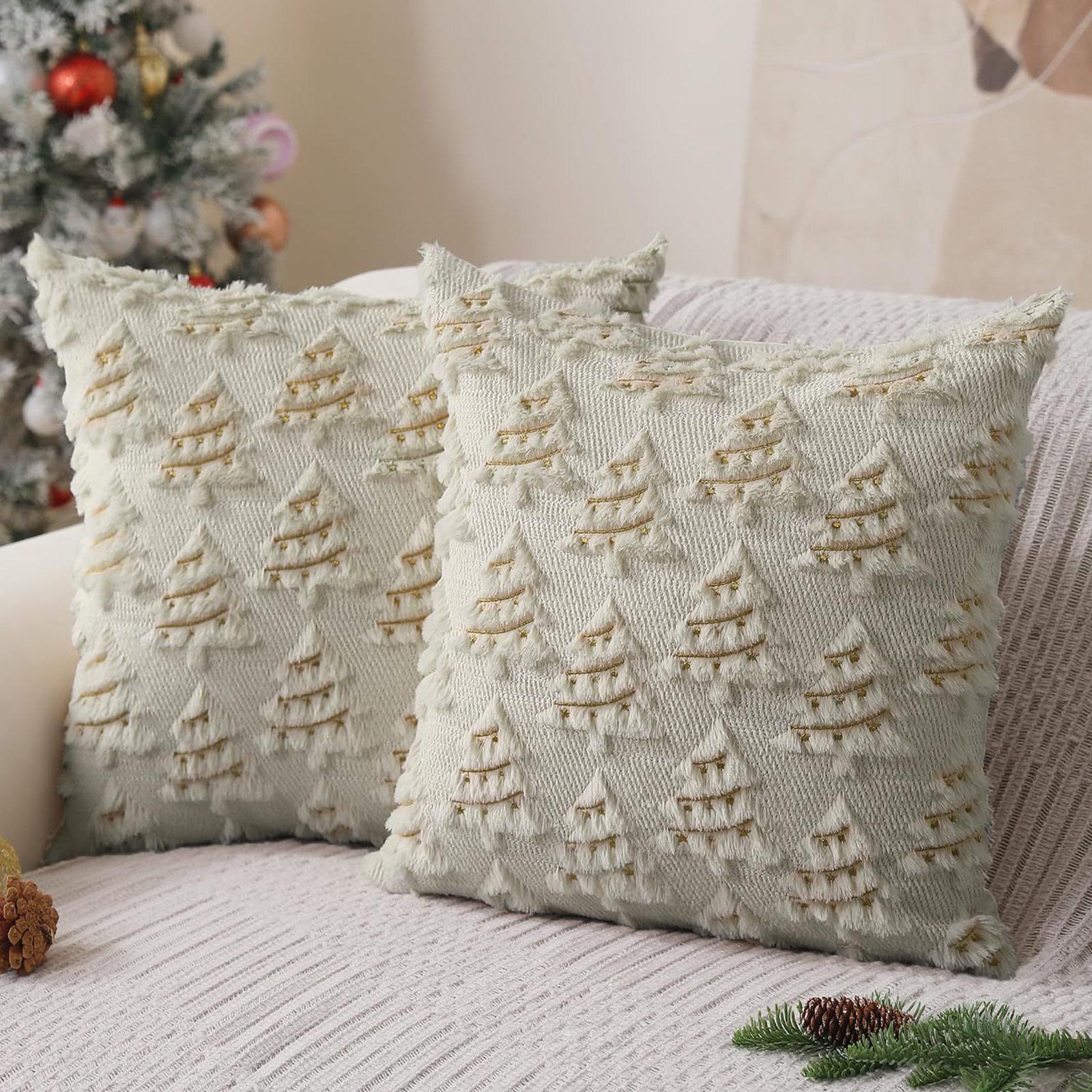 

Рождественские огни Вышитая наволочка Американский ретро Гостиная Диванная подушка Подушка Рождественская атмосфера Украшение дома One Size белый