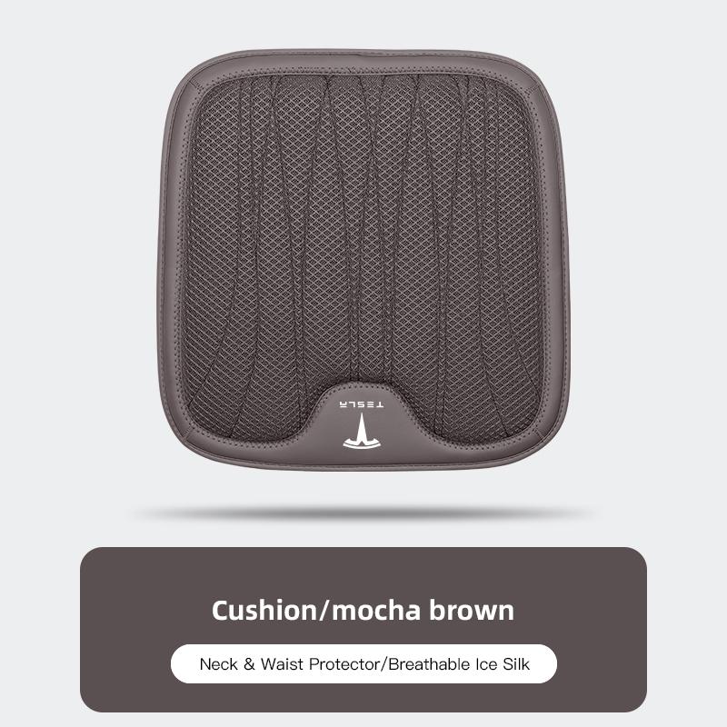 AAAID1 Car Seat Set Ice Silk Headrest Lumbar Cushion Auto Interior Key For Tesla Model X 3 Y S Cybertruck Coil Bonina Juguete Roadster