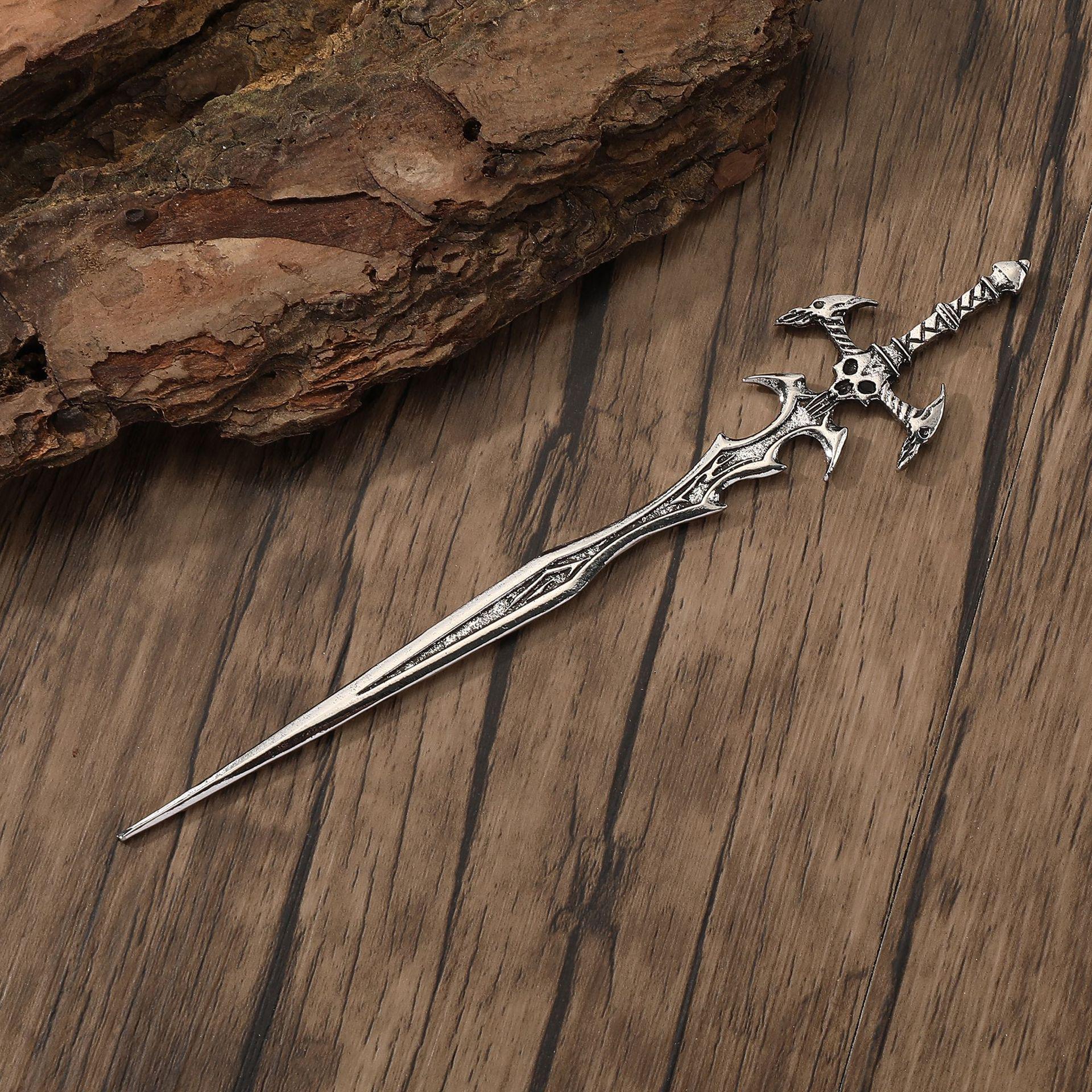 

Заколка для волос «Меч Черепа Ворона Викинга» - Ювелирные изделия в ретро норвежском стиле серебряный