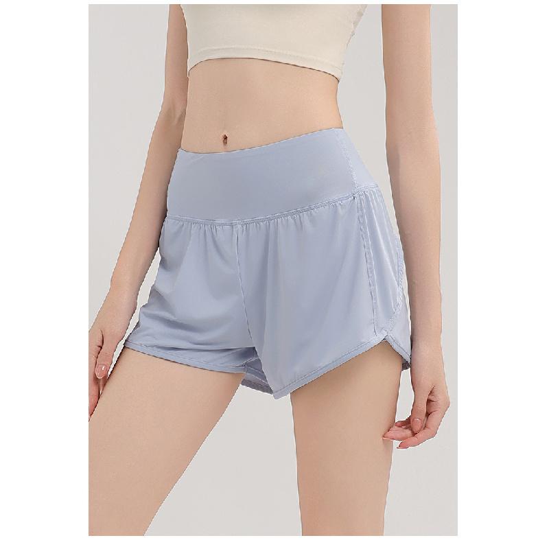 Nude-feel quick-dry sports shorts for women, loose-fitting, anti-exposure, high-waisted, for running, fitness, training, and casual wear in summer