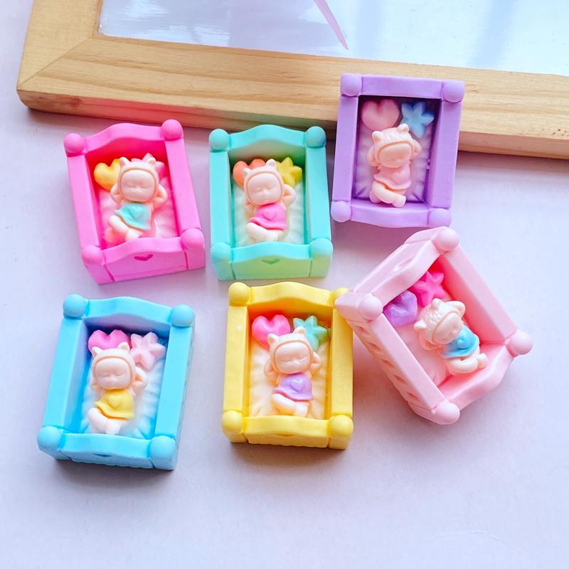 6pcs New Mixed Cute Mini Simulated Crib Flat Back Cabochon Crafts Clothing DIY Scrapbooking Accessories