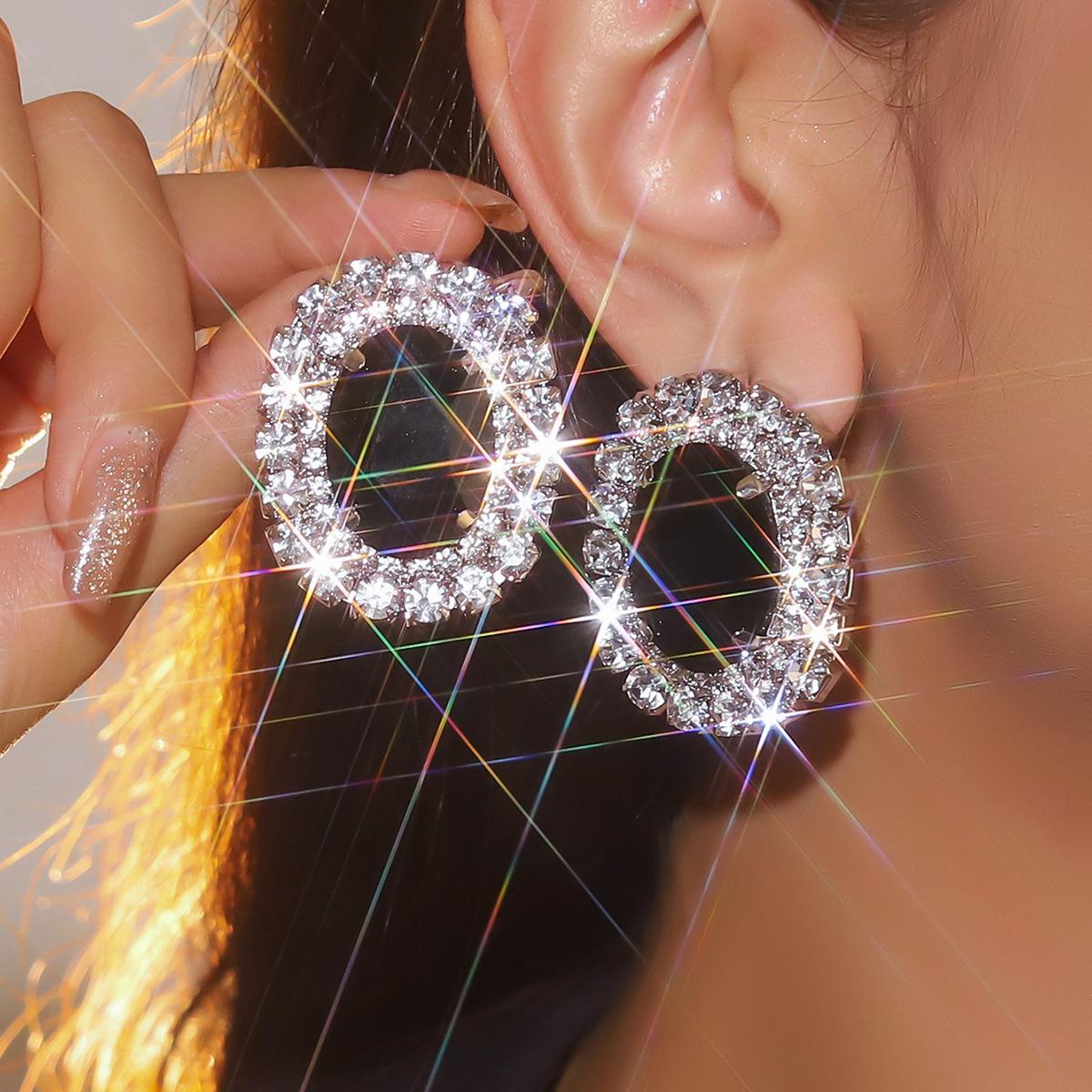 

Роскошные сверкающие геометрические овальные серьги, модные нежные хрустальные серьги, женские серьги, 1 пара