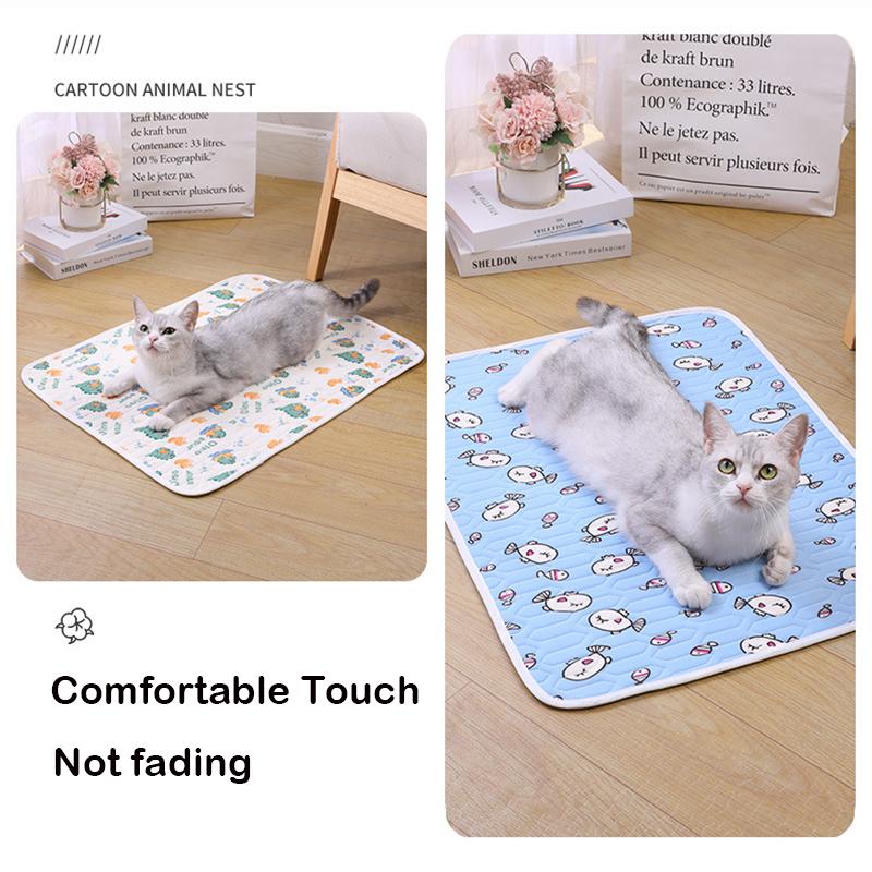 Cat Dog Sleeping Mat Pet Summer Cooling Latex Pad Cute Cartoon Pattern  Kennel Ice Silk Cool Mats Floor Sofa Blanket Pet Supplie