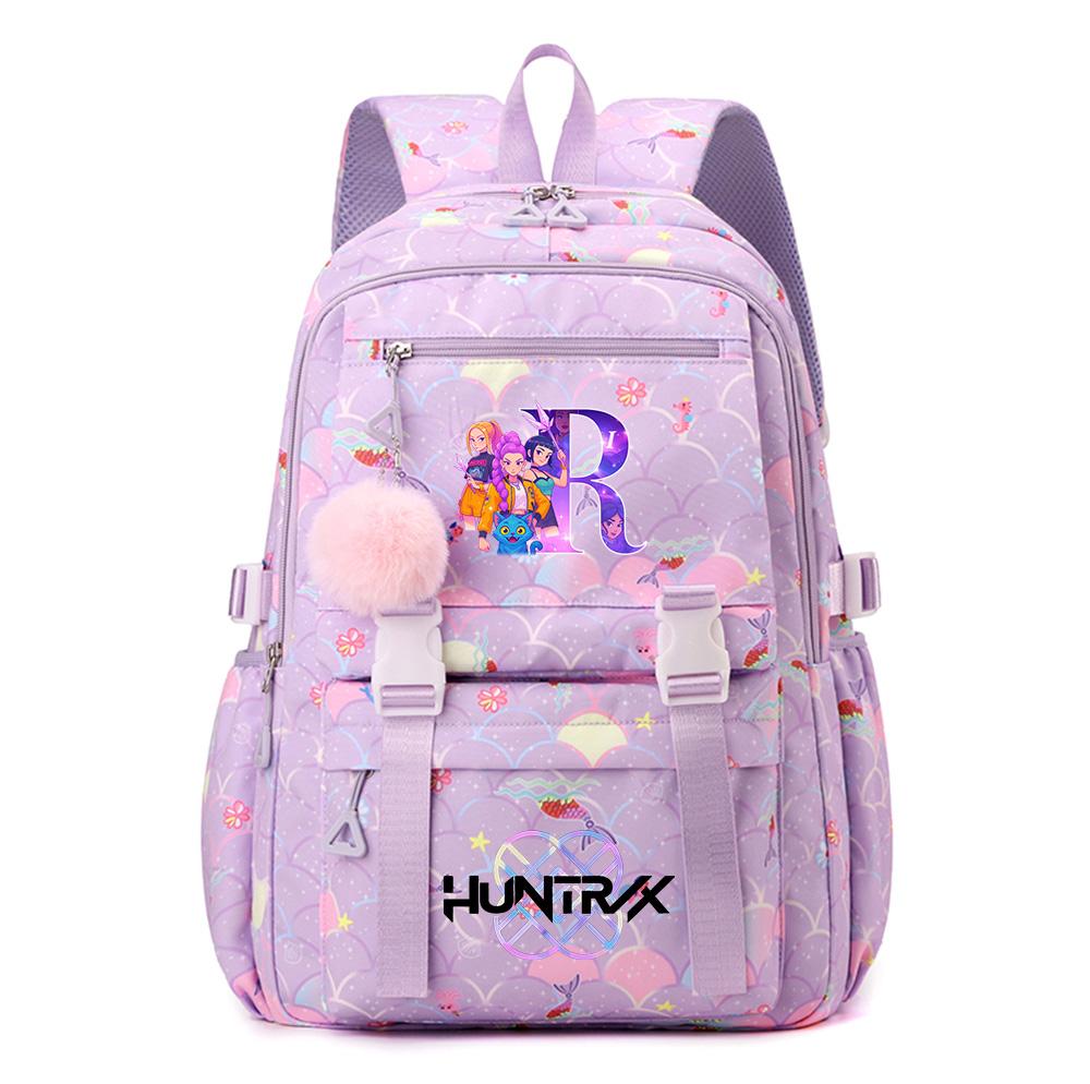 Anime 26 English Letters Printed Backpack Schoolbag for Teenager Student Girl Boy Bookbag Large Capacity Waterproof Travel Bag Gift Mochila