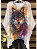 Women's large-size short-sleeved T-shirt, irregular hem design, digital printing personalized street
