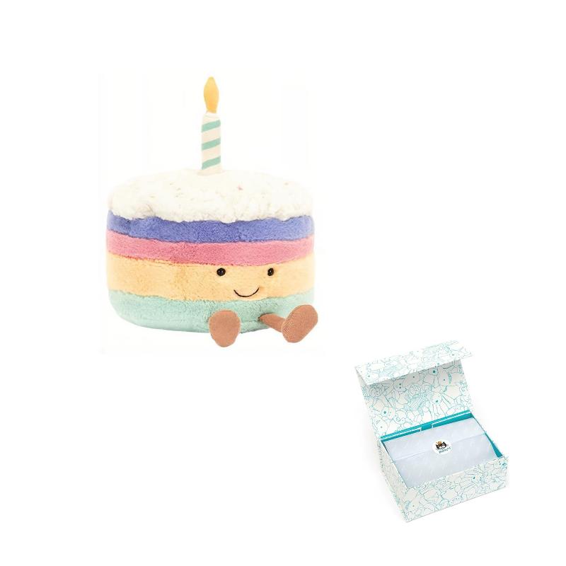 Jellycat Fun Food Series Rainbow Birthday Cake Soothing Doll Plush Doll 22cm Tall