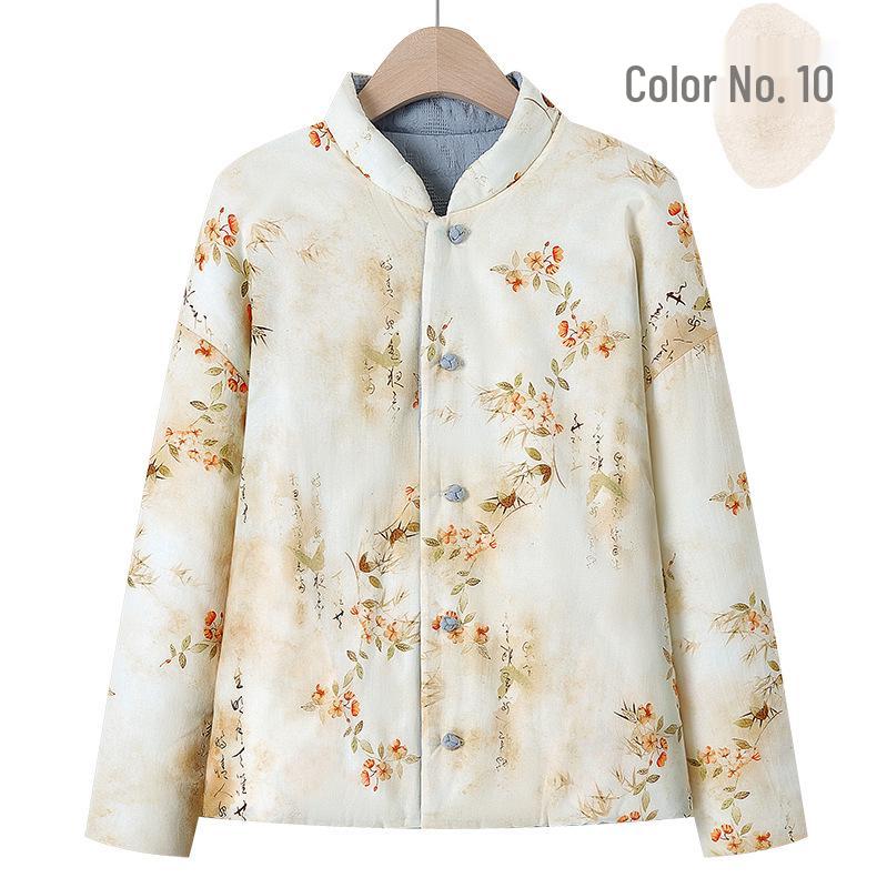 Women's Chinese Retro Style Frog Button Warm Cotton Jacket, Autumn/Winter 2025 Edition