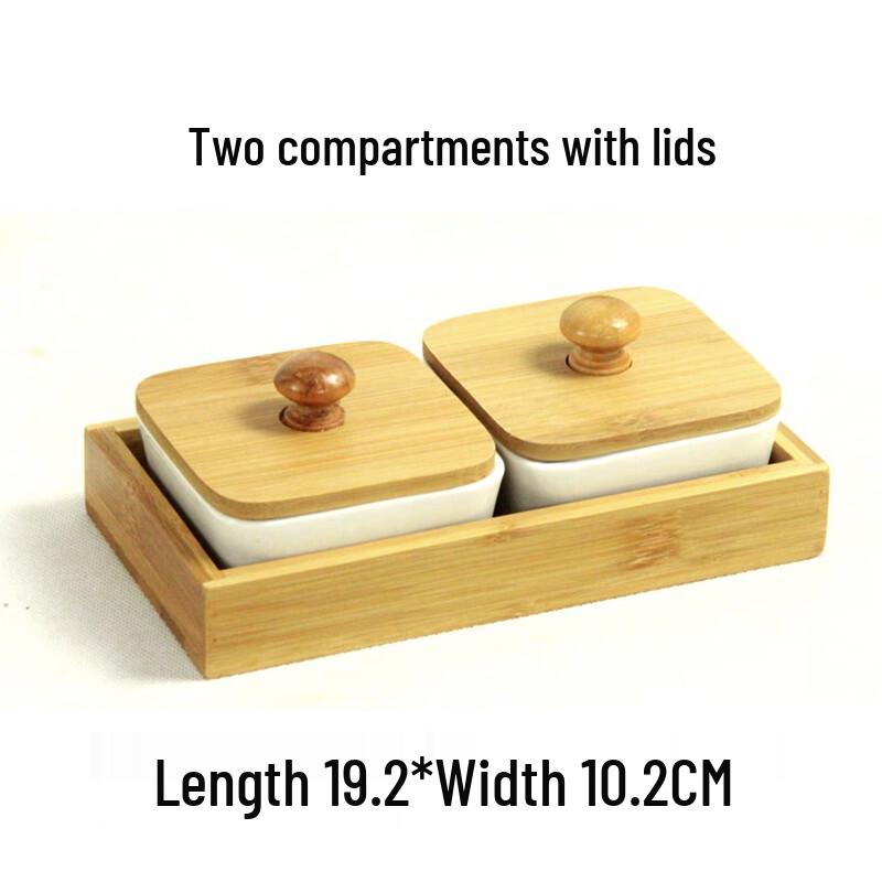 ZISIZ Ceramic Divided Snack Plate with Lid