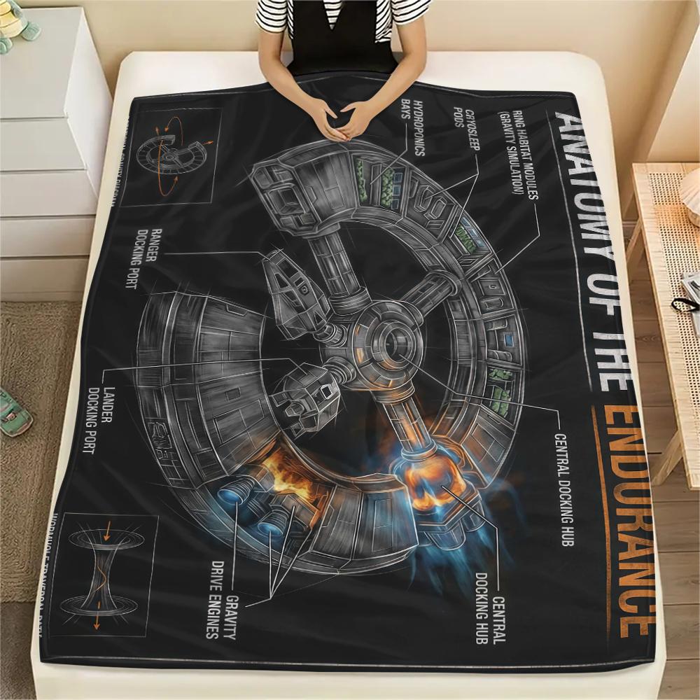Movie spaceship diagram Print Flannel Blanket,High quality Comfortable for All Seasons,Home Decor,Warmth and Comfort,Perfect for Christmas Gifts