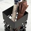 Azumaya-kk Umbrella Stand, Black, Steel, Removable Water Tray, Approx. W15.5 X D15.5 X H49cm, Slim, Square, for Entryways, LFS-186BK